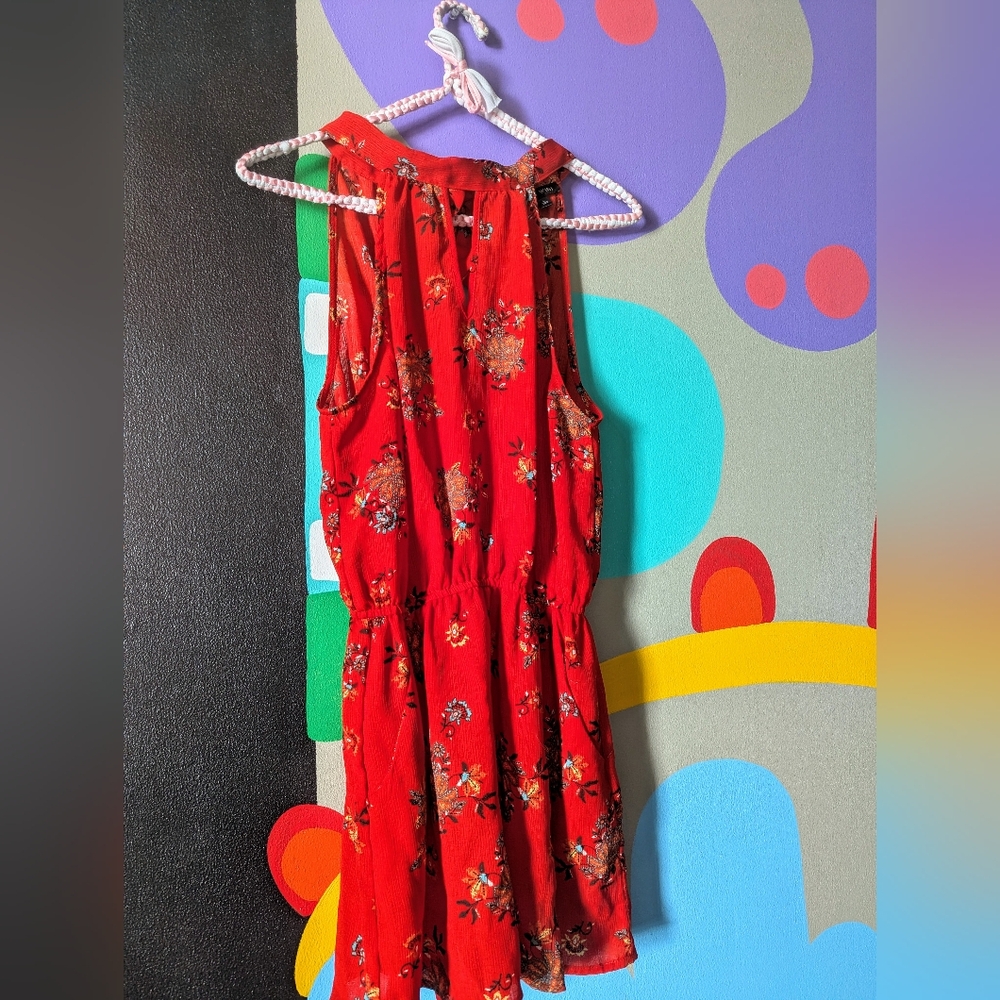 Floral Red Halter Jumpsuit